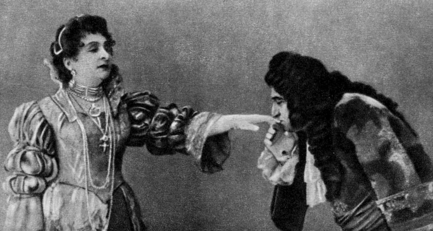 М. Н. Ермолова в роли королевы Анны и А. И. Южин - Болингброк ('Стакан воды' Э. Скриба). 1915 год