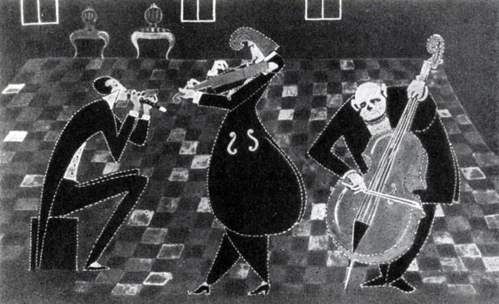 'Жизнь Человека' (1907). Музыканты, эскиз худ. В. Егорова
