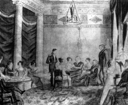 Гостиная Олениных. Акварель неизвестного художника. 1820-е гг.