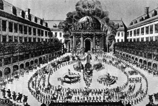 Конный балет во дворе королевского дворца в Вене. 1667